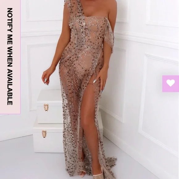 slim fit dress slacks Golden Luxe Dress – Gold Rhinestone Bodycon Party Dress main image 1
